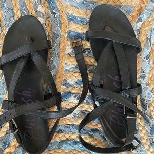 Blowfish Malibu black vegan leather sandals